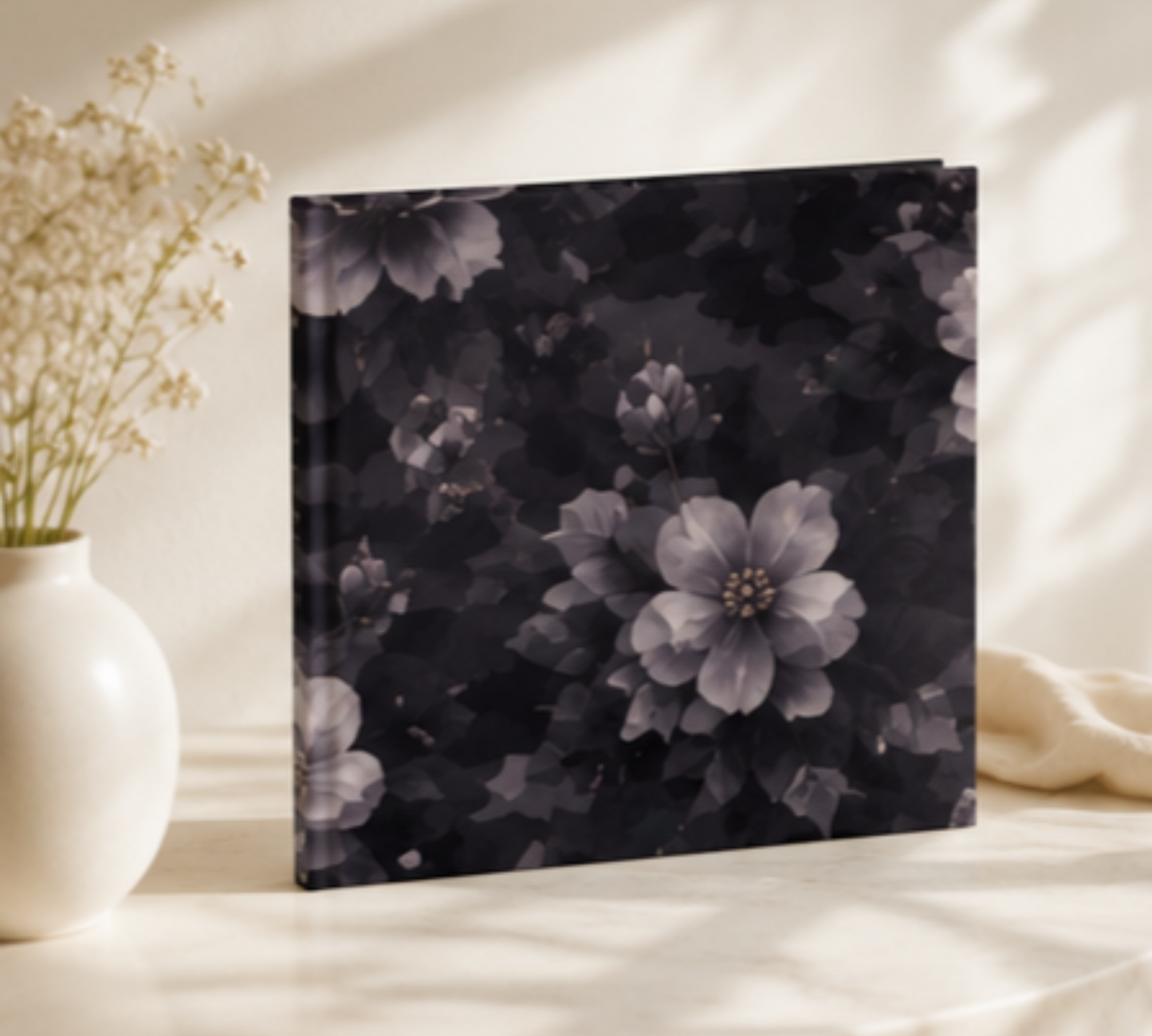 Hardcover Photo Book — Monochrome Floral Keepsake Photo Album