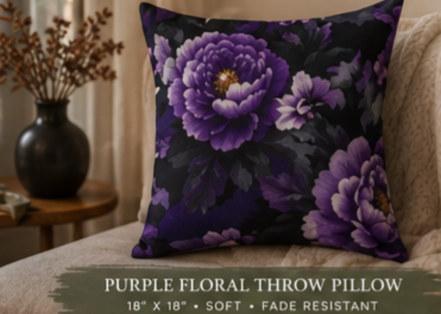 Camouflage Floral Square Pillow – Pink Blossom Camo Decorative Throw Pillow