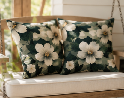 Floral Square Poly Canvas Pillow