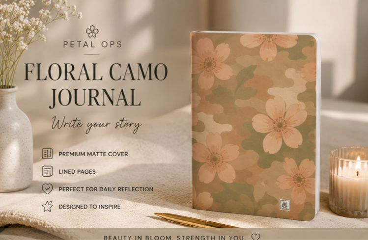 Floral Camo Hardcover Journal - Elegant Floral Design for Personal Reflection and Note-taking