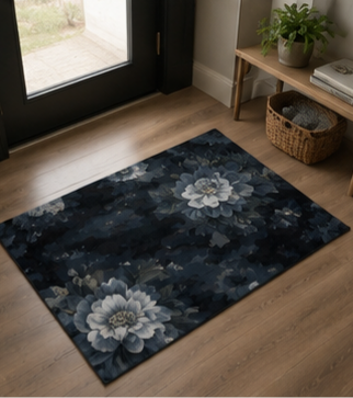 Floral Noir Rug — Vintage Dark Peony Area Rug
