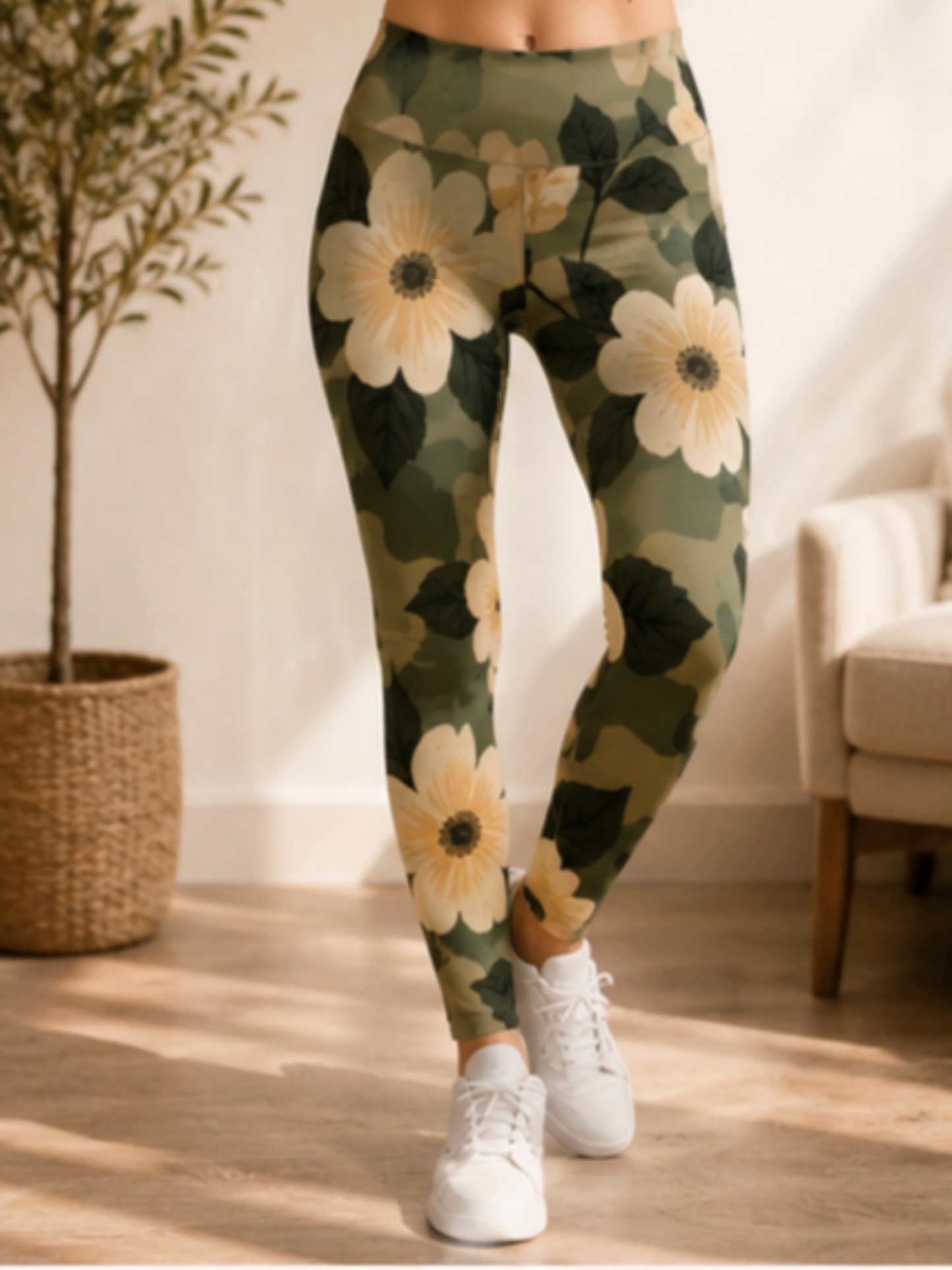 Floral Camo Leggings, Women's Yoga Pants, Petal Ops Activewear, Workout