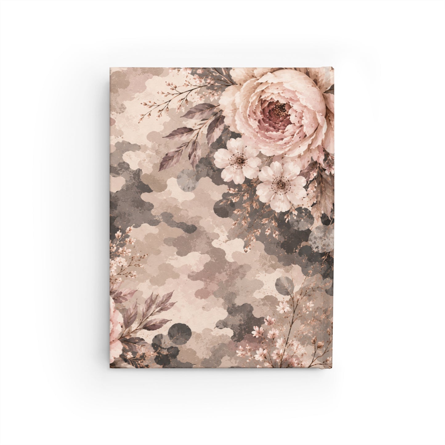 Floral Camouflage Ruled Journal — Vintage Peach Roses Lined Notebook