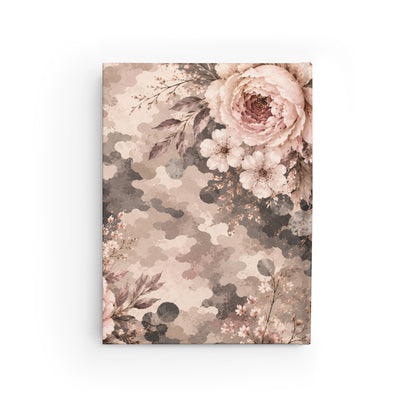 Floral Camouflage Ruled Journal — Vintage Peach Roses Lined Notebook