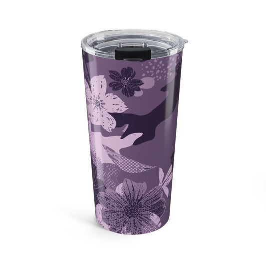 Floral Purple Camo Tumbler — 20oz Insulated Travel Cup