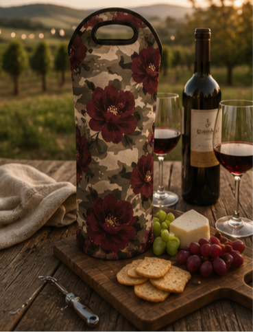 Floral Camo Wine Tote - Insulated Bottle Carrier