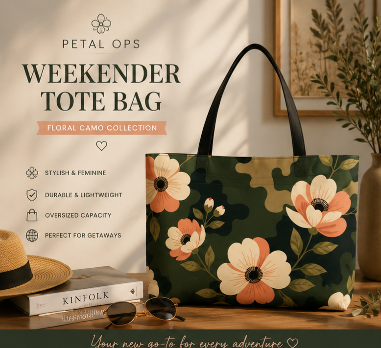 Floral Camo Weekender Tote Bag | Perfect for Travel, Beach, or Gym