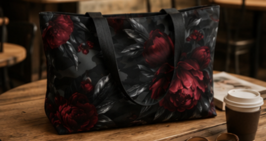 Rose Camo Weekender Tote Bag — Dark Floral Travel Bag