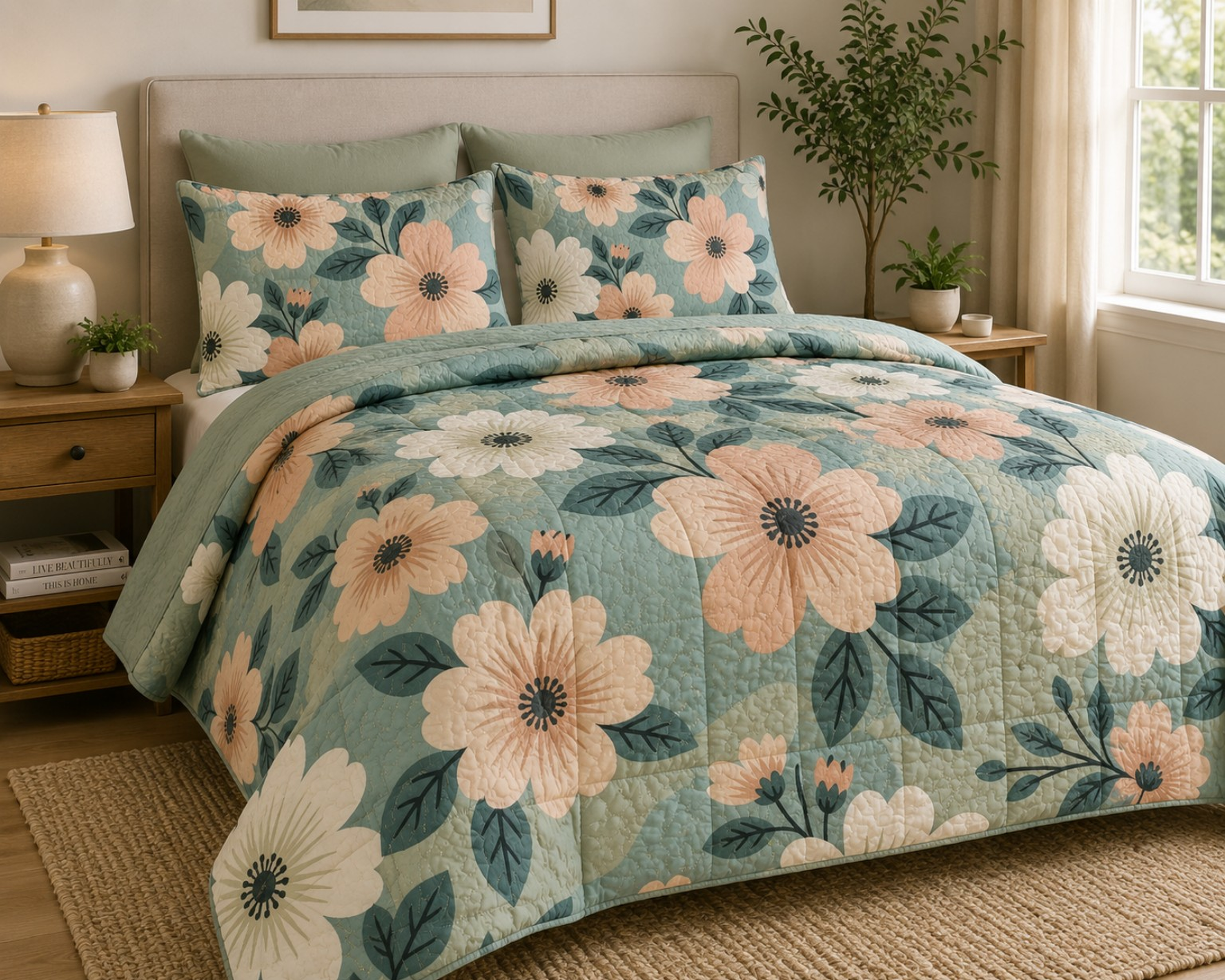 Floral Camo Velveteen Plush Blanket
