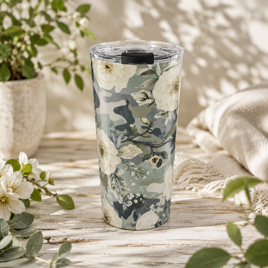 20oz Floral Camo Tumbler – Insulated Stainless Steel Travel Mug