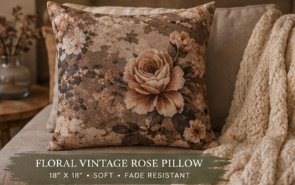 Floral Vintage Rose Pillow