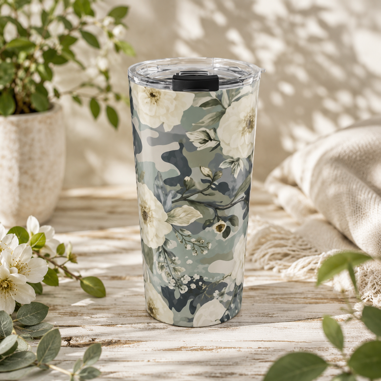 20oz Floral Camo Tumbler – Insulated Stainless Steel Travel Mug