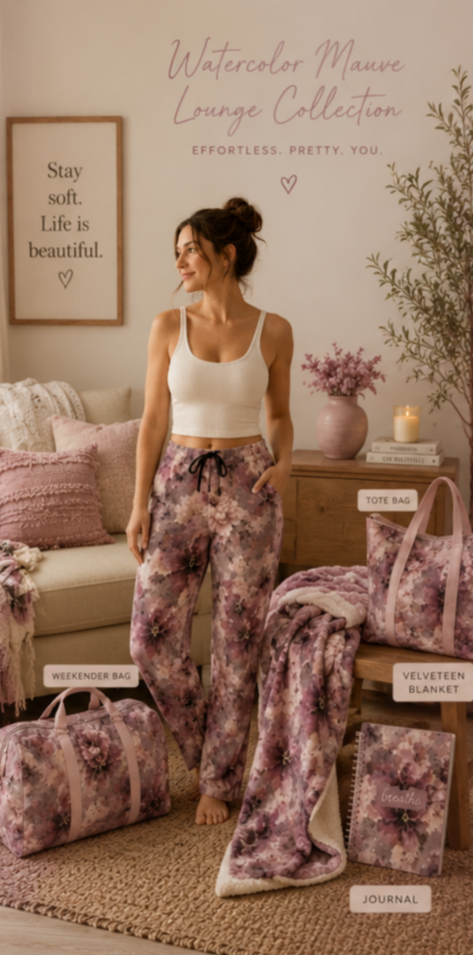 Floral Watercolor Lounge Pants — Women's Cozy Pajama Bottoms