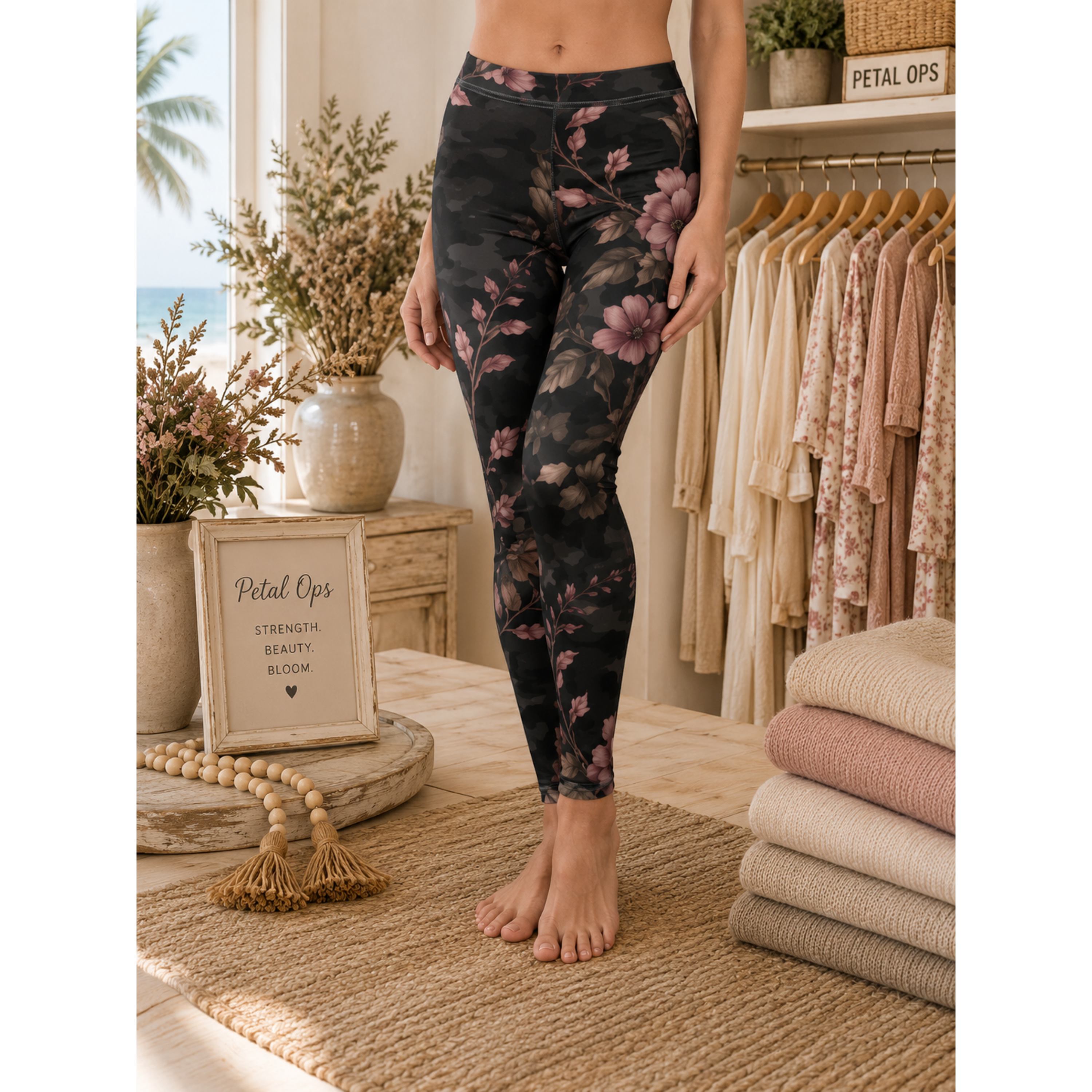 Floral Camo Leggings — Women's Pink Blossom All-Over Print