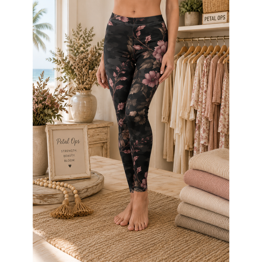 Floral Camo Leggings — Women's Pink Blossom All-Over Print