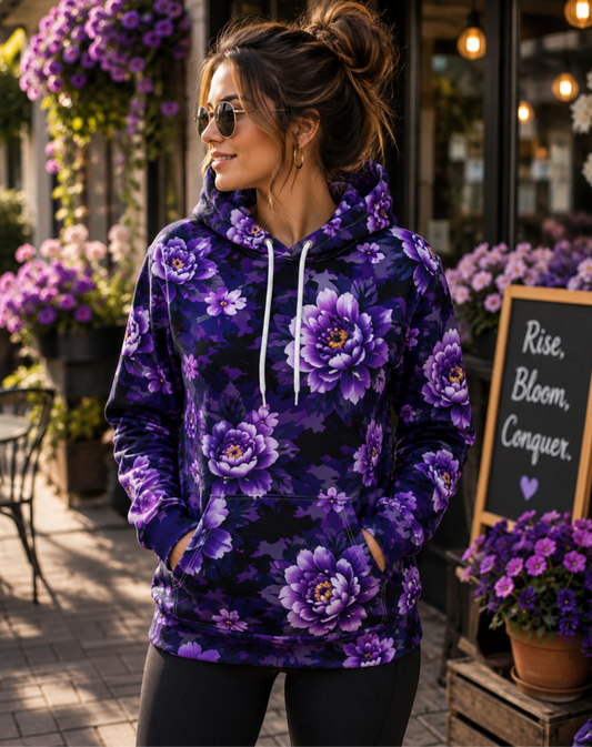 Purple Floral Camo Hoodie — All-Over Print Floral Streetwear