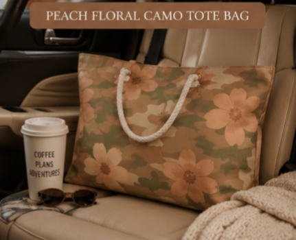 Floral Camo Weekender Bag — Peach Blossom Travel Tote