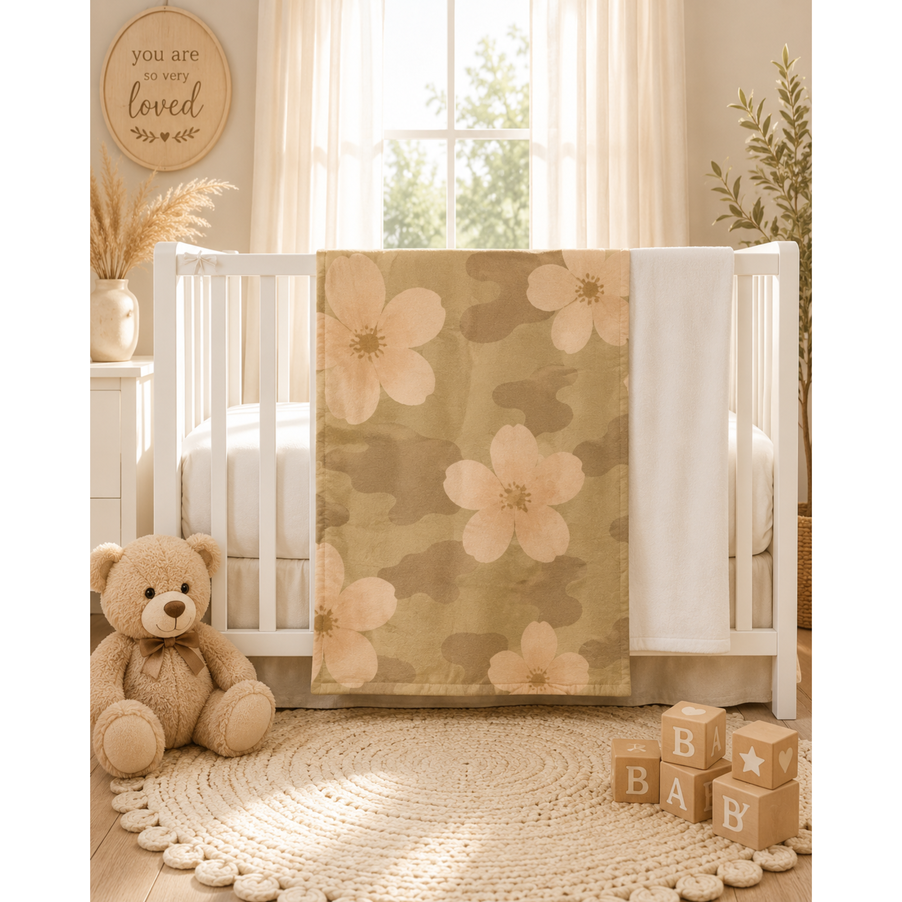 Floral Camo Baby Blanket — Soft Fleece Throw for Nursery & Stroller
