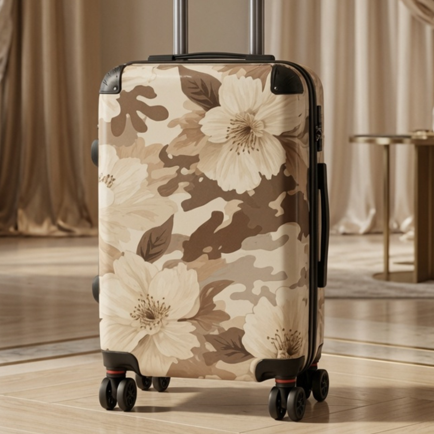 Floral Camo Suitcase – Beige Botanical Carry-On