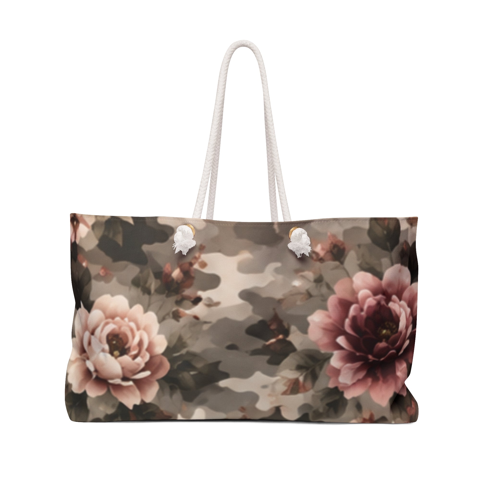 Floral Camo Weekender Bag — Taupe Rose Travel Tote