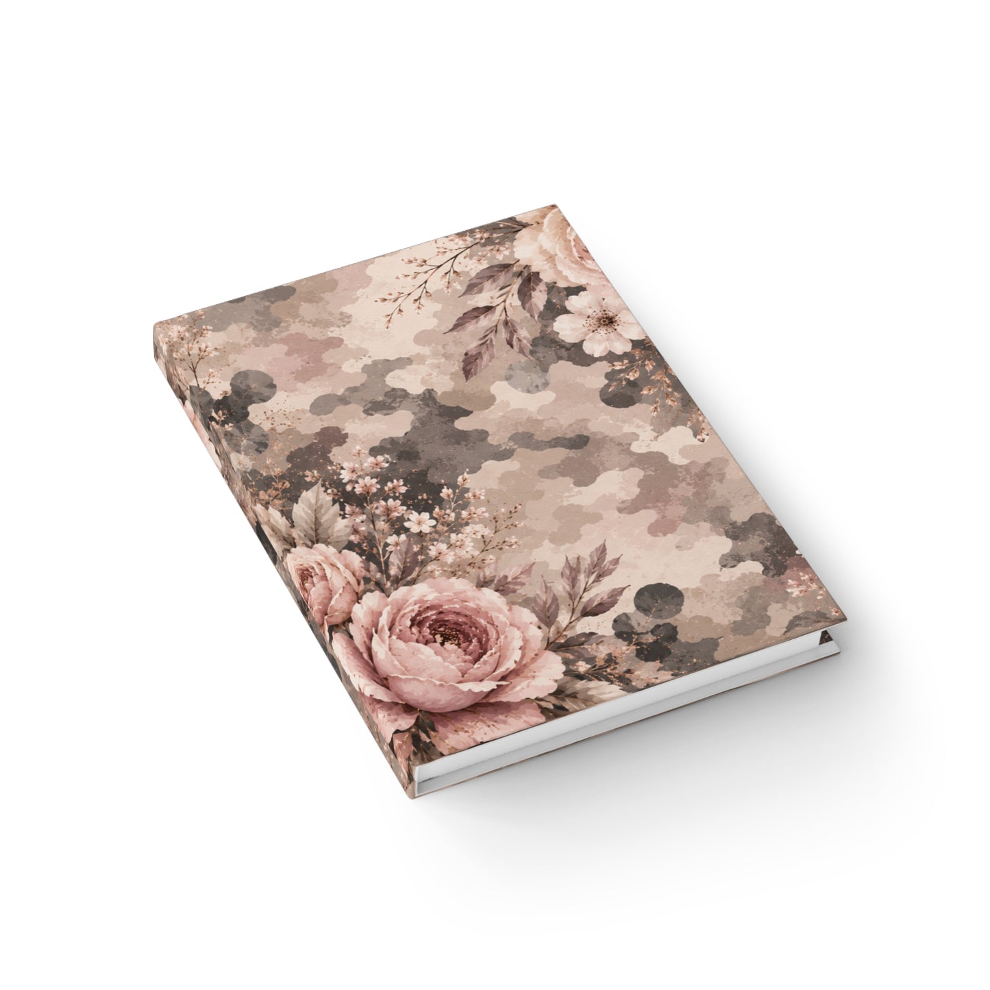 Floral Camouflage Ruled Journal — Vintage Peach Roses Lined Notebook