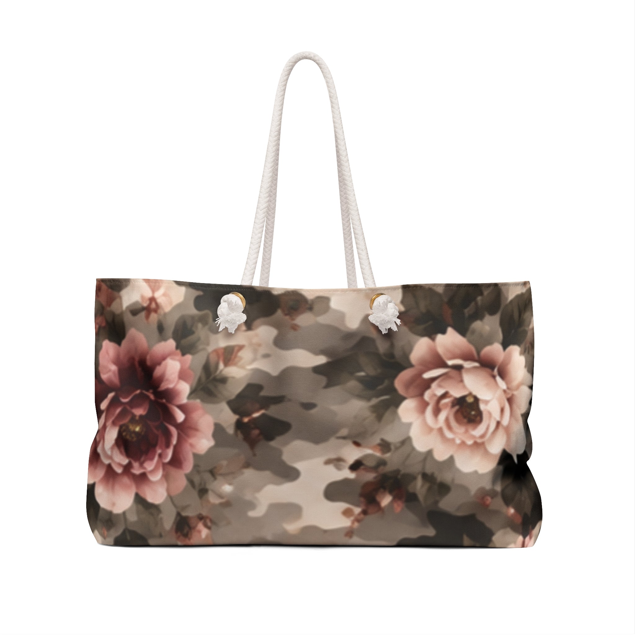 Floral Camo Weekender Bag — Taupe Rose Travel Tote