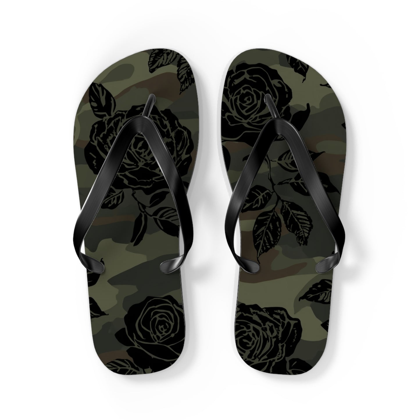 Camouflage Rose Flip Flops — Camo Floral Beach Sandals