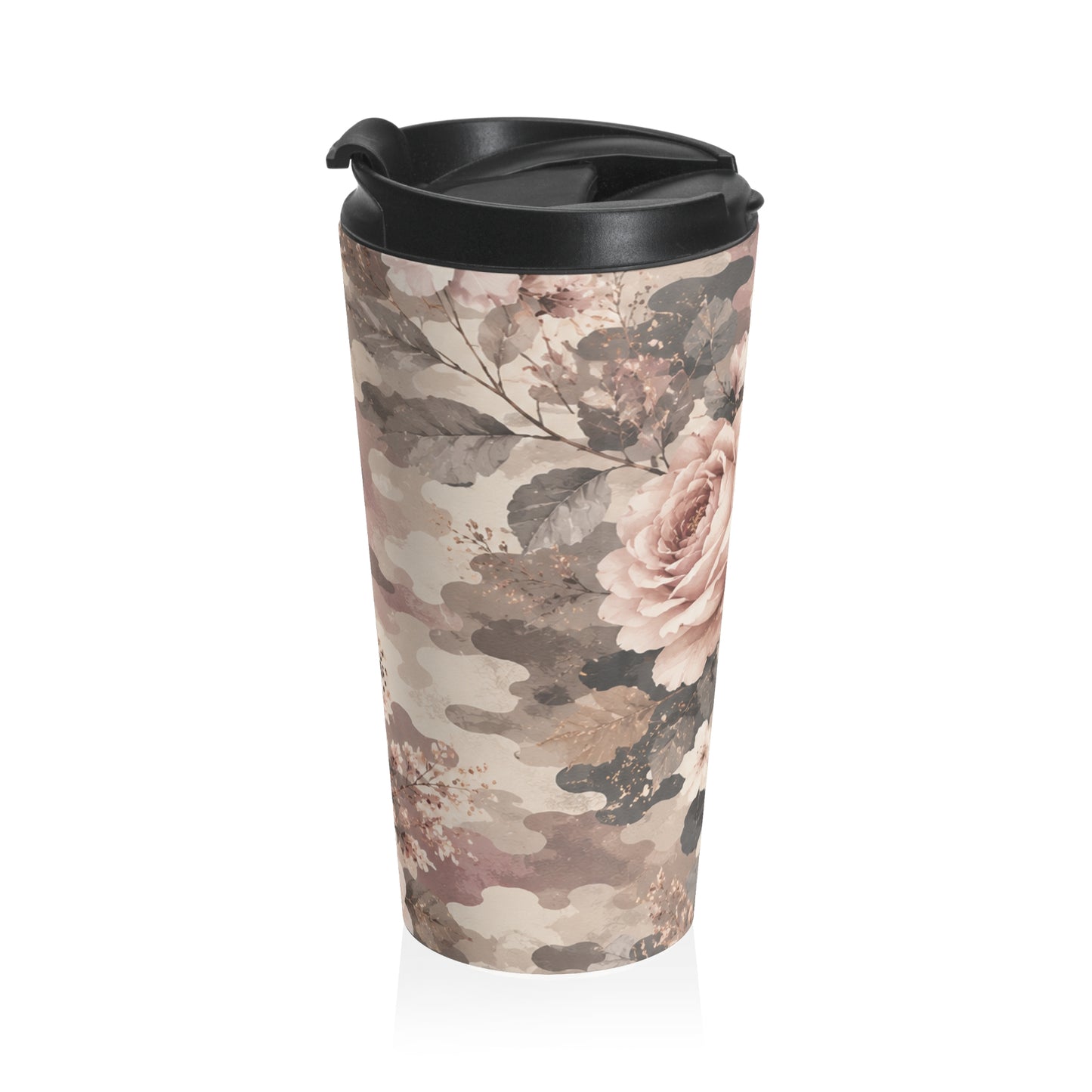 Travel Mug — Vintage Blush Floral Stainless Steel Tumbler